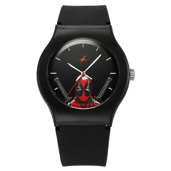 Fastrack Deadpool Wolverine Quartz Analog Black Dial With Black Silicone Strap Watch For Unisex 9915PP103