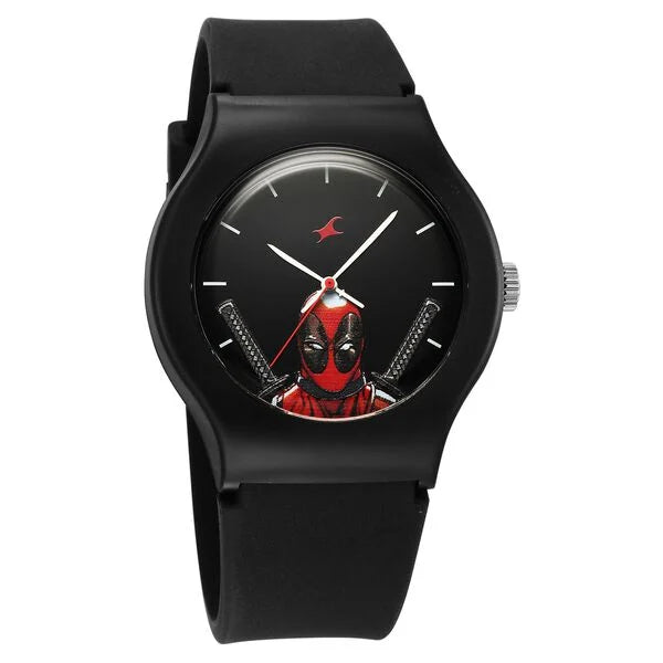 Fastrack Deadpool Wolverine Quartz Analog Black Dial With Black Silicone Strap Watch For Unisex 9915PP103