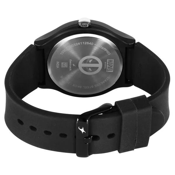 Fastrack Deadpool Wolverine Quartz Analog Black Dial With Black Silicone Strap Watch For Unisex 9915PP103
