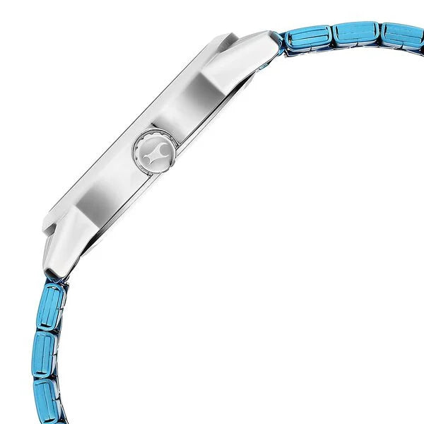 Fastrack Exuberant Quartz Analog with Day and Date Blue Dial Metal Strap Watch for Guys 3279km01