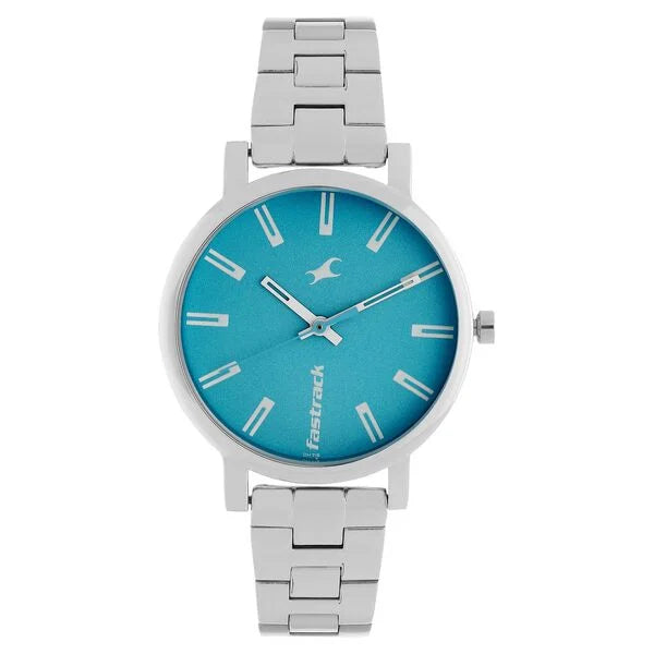 Fastrack Fundamentals Quartz Analog Blue Dial Stainless Steel Strap Watch for Girls ns68010sm02