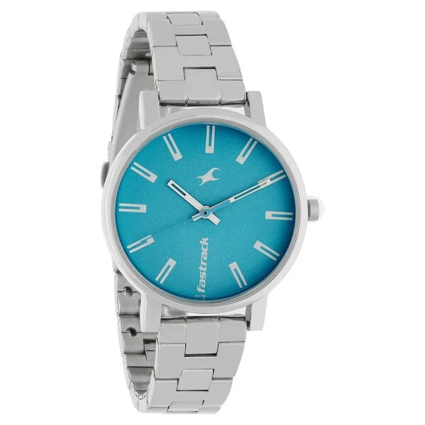 Fastrack Fundamentals Quartz Analog Blue Dial Stainless Steel Strap Watch for Girls ns68010sm02