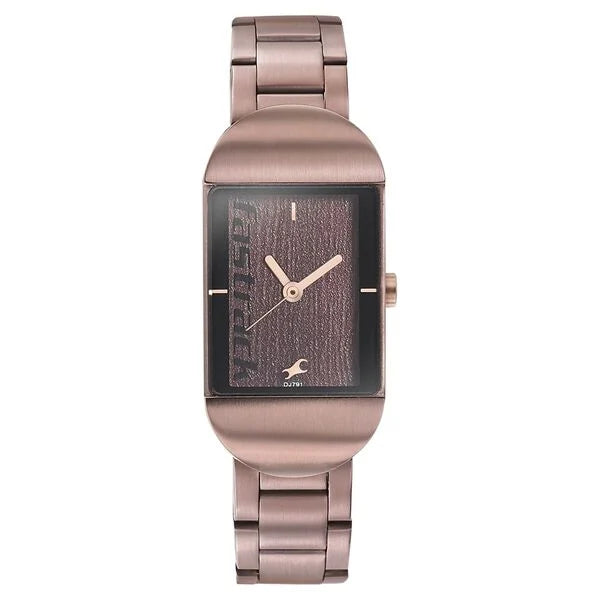 Fastrack Go Skate Quartz Analog Brown Dial Stainless Steel Strap Watch for Girls ns6201km02