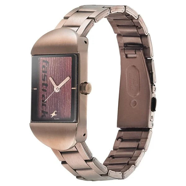 Fastrack Go Skate Quartz Analog Brown Dial Stainless Steel Strap Watch for Girls ns6201km02