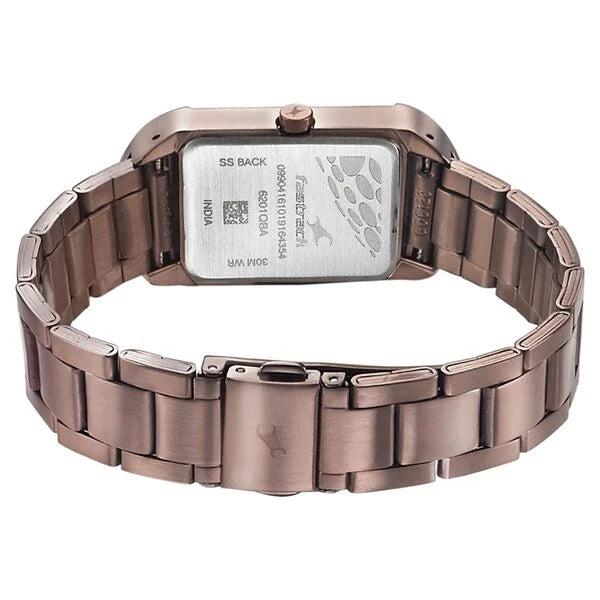 Fastrack Go Skate Quartz Analog Brown Dial Stainless Steel Strap Watch for Girls ns6201km02