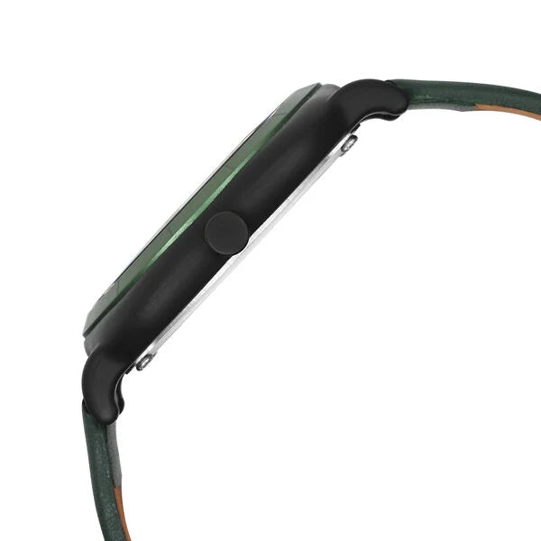 Fastrack Hype All Black Quartz Analog Black Dial With Green Leather Strap Watch For Unisex 68034PL03