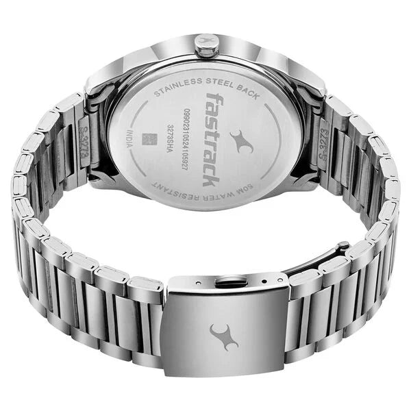 Fastrack MetaWe Quartz Analog Black Dial Stainless Steel Strap Watch For Guys 3273sm02
