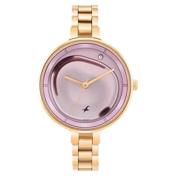 Fastrack MetaWe Quartz Analog Pink Dial Stainless Steel Strap Watch For Girls 6306wm01