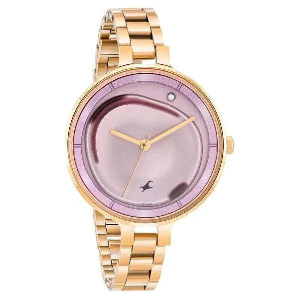 Fastrack MetaWe Quartz Analog Pink Dial Stainless Steel Strap Watch For Girls 6306wm01