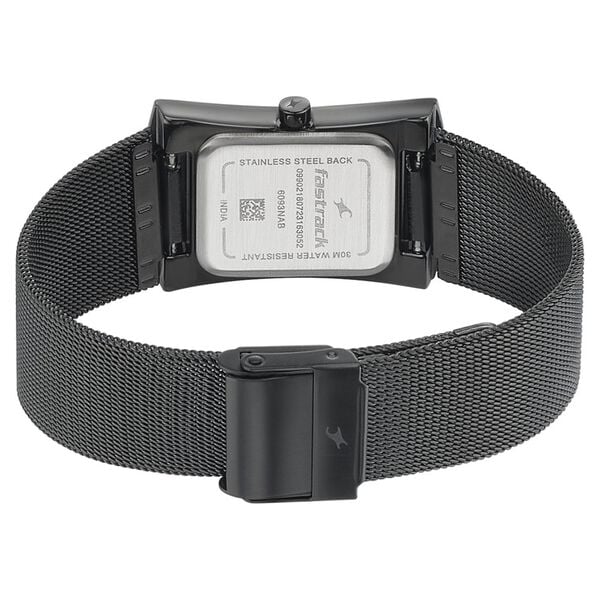 Fastrack Pulse Quartz Analog Black Dial Stainless Steel Strap Watch for Girls 6093NM01