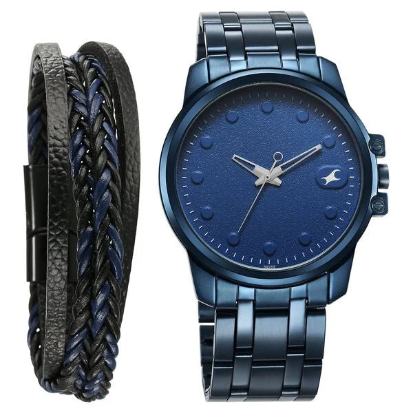 Fastrack Pulse Quartz Analog Blue Dial With Blue Stainless steel Strap Watch for Guys 3314qm01f