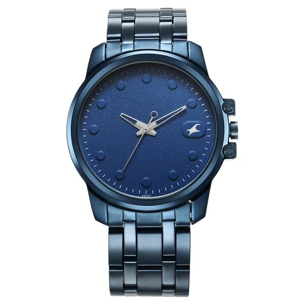 Fastrack Pulse Quartz Analog Blue Dial With Blue Stainless steel Strap Watch for Guys 3314qm01f