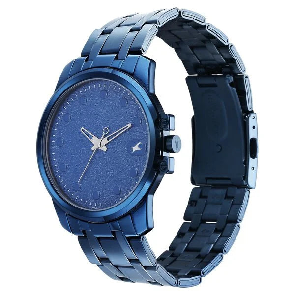 Fastrack Pulse Quartz Analog Blue Dial With Blue Stainless steel Strap Watch for Guys 3314qm01f