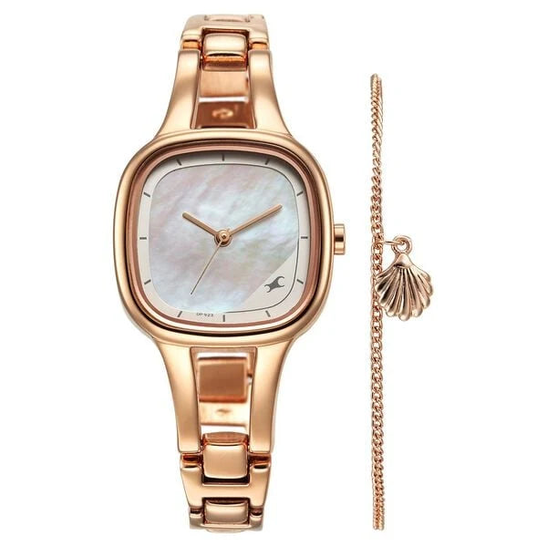 Fastrack Pulse Quartz Analog Mother Of Pearl Dial Metal Strap Watch for Girls 6147wm01f