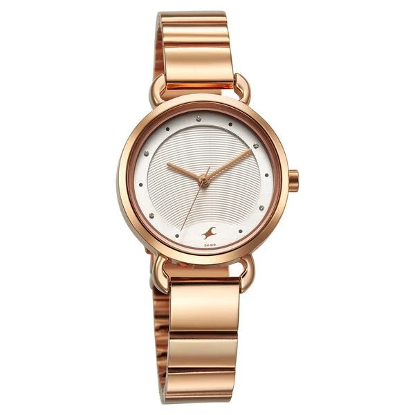 Fastrack Pulse Quartz Analog Silver Dial Stainless Steel Strap Watch for Girls 6221wm02