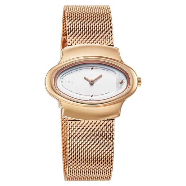 Fastrack Pulse Quartz Analog White Dial Stainless Steel Strap Watch for Girls 6004wm01f