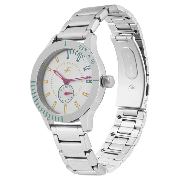 Fastrack Silver Dial Quartz Analog Watch for Girls 6078sm11