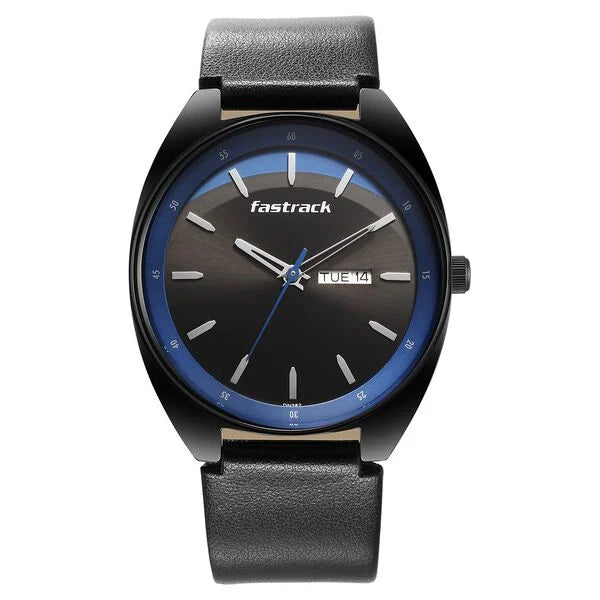 Fastrack Snob X Black Dial Leather Strap Watch for Guys 3292nl01