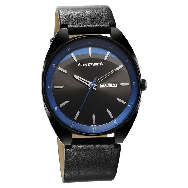 Fastrack Snob X Black Dial Leather Strap Watch for Guys 3292nl01