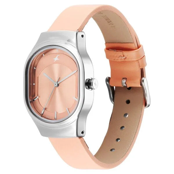 Fastrack Snob X Pink Dial Leather Strap Watch for Girls ns6283sl02