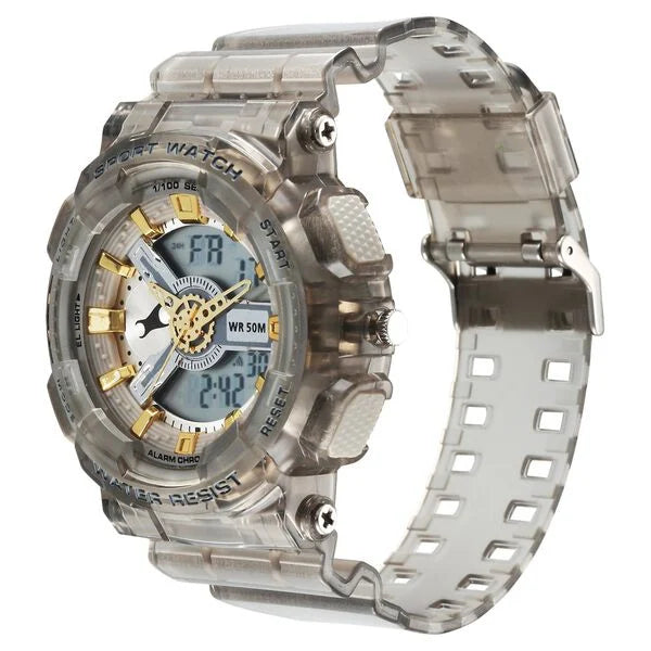 Fastrack StreetStyle Digital Dial Translucent Grey PU Strap Watch For Guys 38116pp02