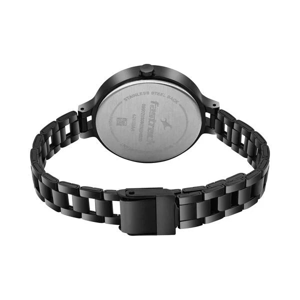 Fastrack Stunners Quartz Analog Black dial Stainless Steel Strap Watch for Girls 6265nm02
