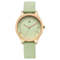 Fastrack Stunners Quartz Analog Green Dial Green Leather Strap Watch For Girls 6296wl02