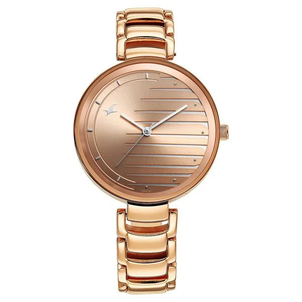 Fastrack Style Up Quartz Analog Champagne Dial Metal Strap Watch for Girls 6216WM02