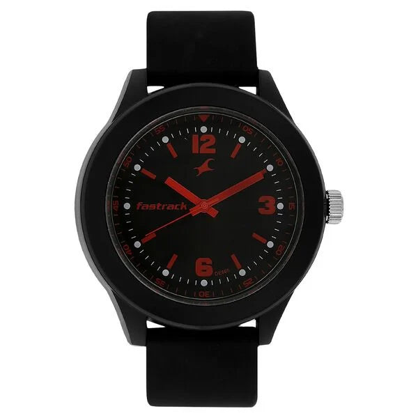 Fastrack Tees Quartz Analog Black Dial Polyurethane Strap Unisex Watch 38003PP05