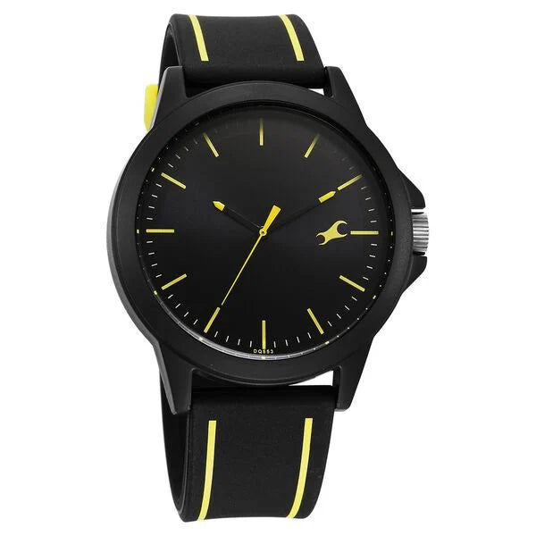 Fastrack Tees Urbanique Quartz Analog Black Dial Silicon Strap Watch For Guys 38024pp83