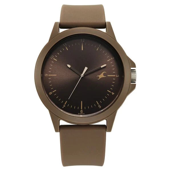 Fastrack Tees Urbanique Quartz Analog Brown Dial Silicon Strap Watch For Guys 38024PP80