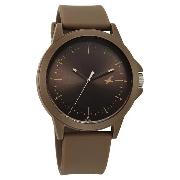 Fastrack Tees Urbanique Quartz Analog Brown Dial Silicon Strap Watch For Guys 38024PP80