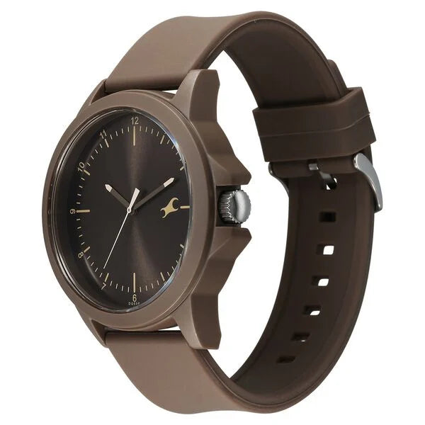 Fastrack Tees Urbanique Quartz Analog Brown Dial Silicon Strap Watch For Guys 38024PP80