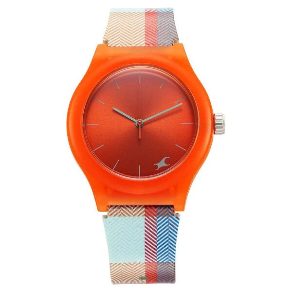 Fastrack Tees Urbanique Quartz Analog Orange Dial Silicon Strap Watch For Girls 38037PP18