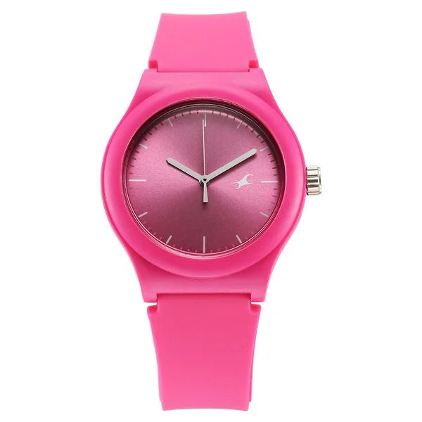Fastrack Tees Urbanique Quartz Analog Pink Dial Silicon Strap Watch For Girls 38037PP20