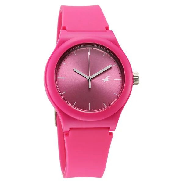 Fastrack Tees Urbanique Quartz Analog Pink Dial Silicon Strap Watch For Girls 38037PP20