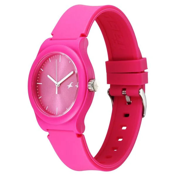 Fastrack Tees Urbanique Quartz Analog Pink Dial Silicon Strap Watch For Girls 38037PP20