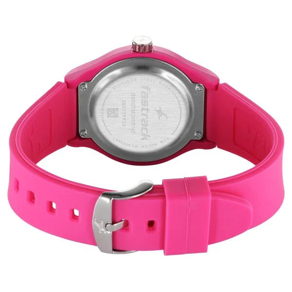 Fastrack Tees Urbanique Quartz Analog Pink Dial Silicon Strap Watch For Girls 38037PP20