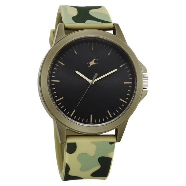 Fastrack Tees Wanderlust Quartz Analog Black Dial Silicone Strap Watch for Unisex 38024PP71