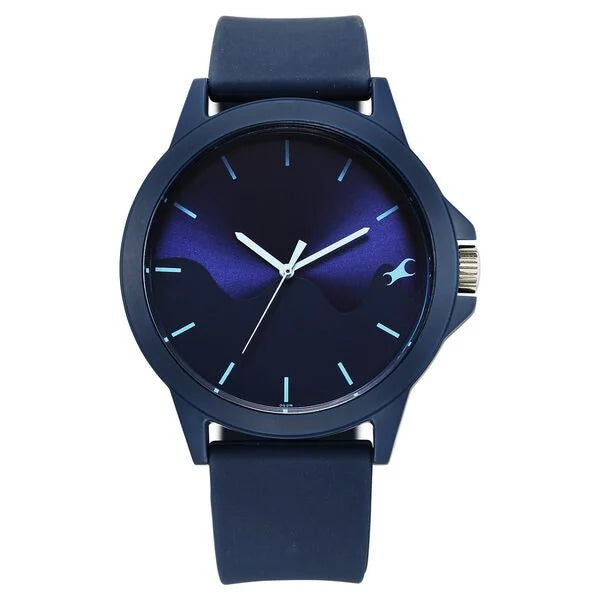 Fastrack Tees Wanderlust Quartz Analog Blue Dial Silicone Strap Watch for Unisex 38024PP72