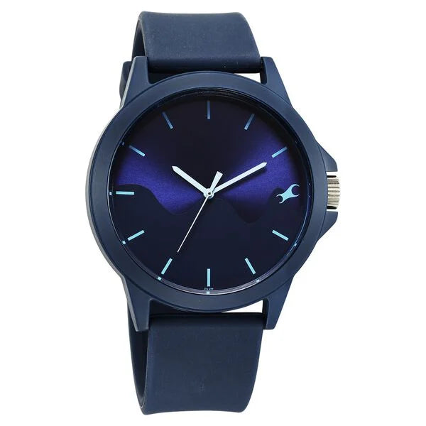 Fastrack Tees Wanderlust Quartz Analog Blue Dial Silicone Strap Watch for Unisex 38024PP72