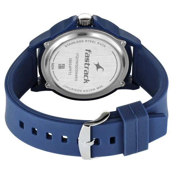 Fastrack Tees Wanderlust Quartz Analog Blue Dial Silicone Strap Watch for Unisex 38024PP72