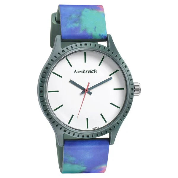 Fastrack Tie & Dye Quartz Analog White Dial Silicone Strap Watch for Guys 38061PP08