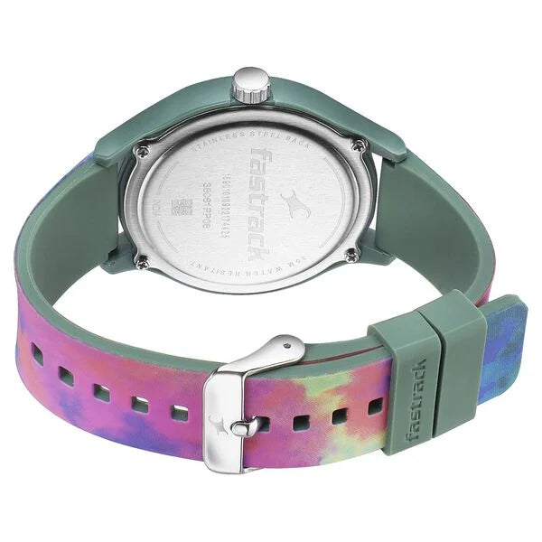 Fastrack Tie & Dye Quartz Analog White Dial Silicone Strap Watch for Guys 38061PP08