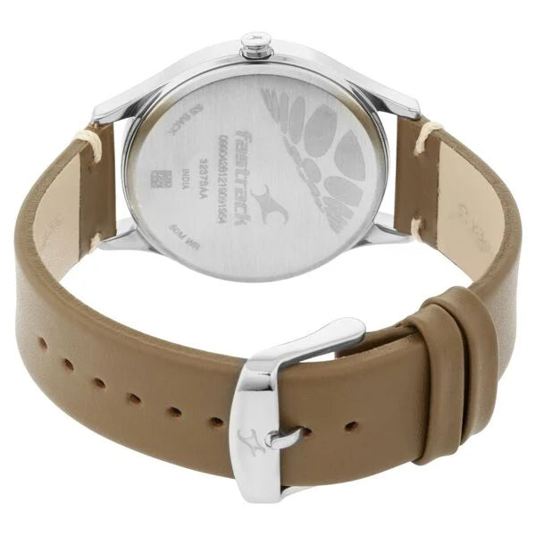 Fastrack Tripster Quartz Analog Green Dial Leather Strap Watch for Guys ns3237sl01