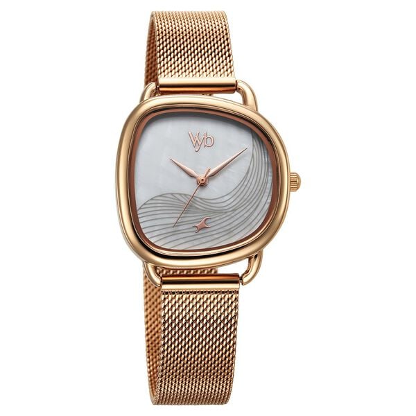 Fastrack Vyb Manifester Quartz Analog Mother Of Pearl Dial Stainless Steel Strap Watch for Girls fv60032wm01w