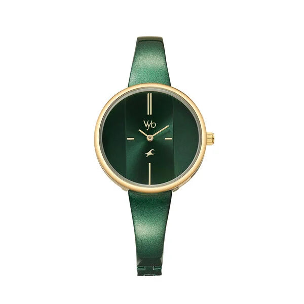 Fastrack Vyb Siren Quartz Analog Green Dial Metal Strap Watch for Girls fv60004km02w