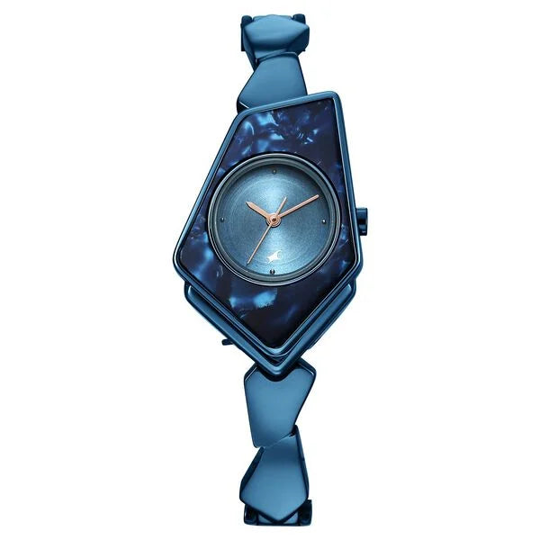 Fastrack Younique Quartz Analog Blue Dial Metal Strap Watch for Girls ns6279qm01