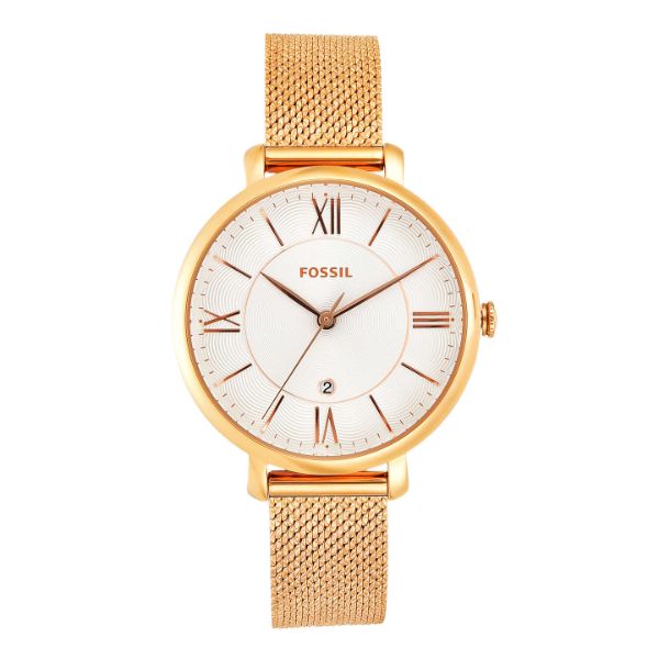 Fossil Jacqueline Three-Hand Rose Gold-Tone Stainless Steel Watch Es4352 Women's