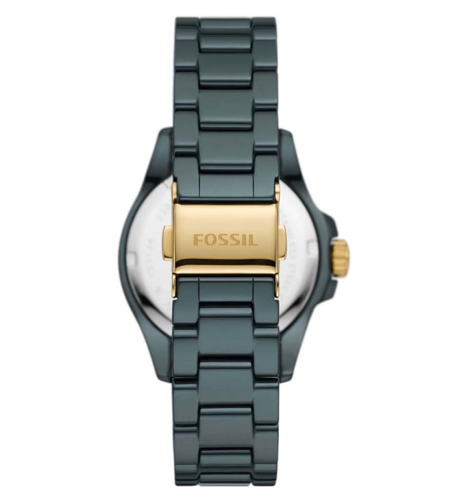 Fossil Women's Fb-01 Three-Hand Blue Ceramic Bracelet Watch CE1124